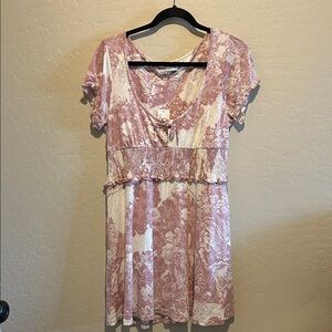Urban Outfitters Pink and Cream Floral Mini Dress